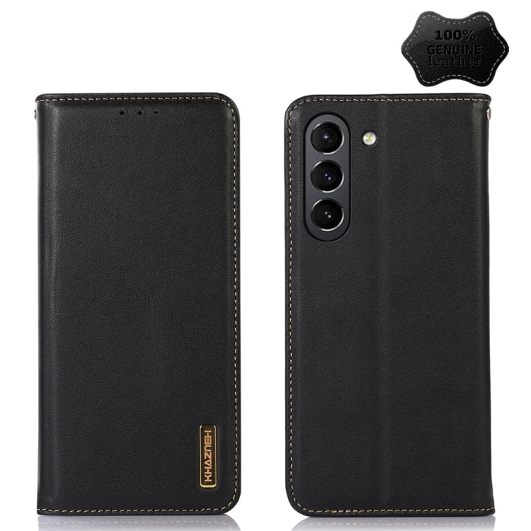 For Samsung Galaxy S21 FE 5G KHAZNEH Nappa Top Layer Cowhide Leather Phone Case(Black) - Galaxy Phone Cases by buy2fix | Online Shopping UK | buy2fix