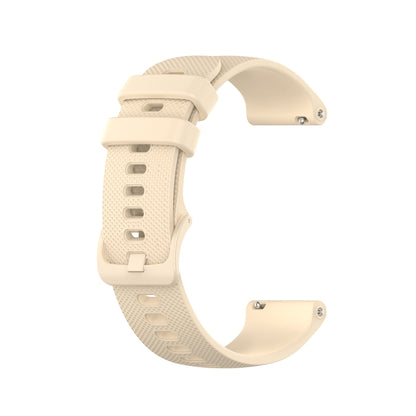 For Garmin Vivoactive 4S Small Plaid Silicone Watch Band(Beige) - Smart Wear by buy2fix | Online Shopping UK | buy2fix