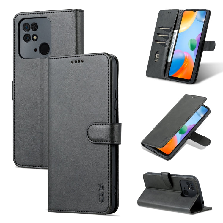 For Xiaomi Redmi 10C / Redmi 10 India AZNS Skin Feel Calf Texture Flip Leather Phone Case(Black) - Xiaomi Cases by AZNS | Online Shopping UK | buy2fix