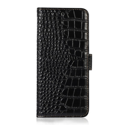 For Samsung Galaxy Xcover6 Pro Crocodile Top Layer Cowhide Leather Phone Case(Black) - Galaxy Phone Cases by buy2fix | Online Shopping UK | buy2fix