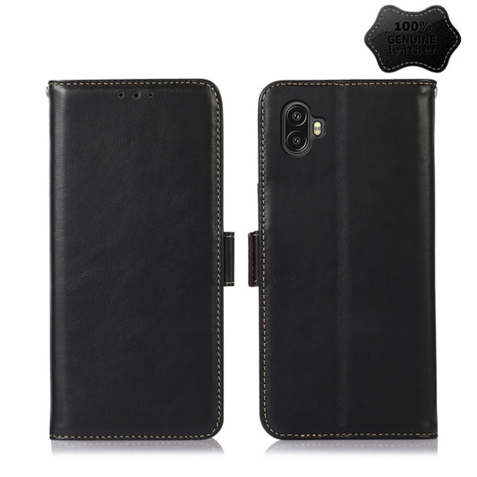 For Samsung Galaxy Xcover6 Pro Crazy Horse Top Layer Cowhide Leather Phone Case(Black) - Galaxy Phone Cases by buy2fix | Online Shopping UK | buy2fix