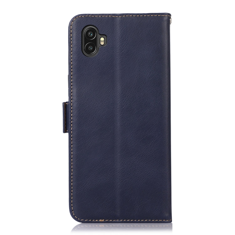 For Samsung Galaxy Xcover6 Pro Crazy Horse Top Layer Cowhide Leather Phone Case(Blue) - Galaxy Phone Cases by buy2fix | Online Shopping UK | buy2fix