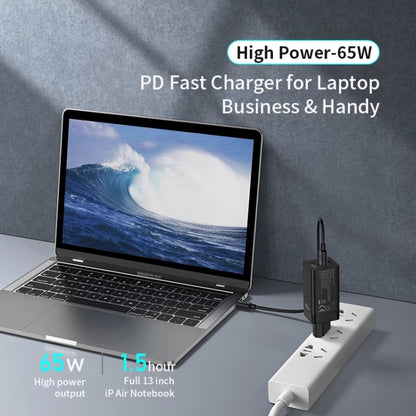 awei PD9 65W Dual Type-C / USB-C + USB GaN Fast Charging Travel Charger, EU Plug(White) - Apple Accessories by awei | Online Shopping UK | buy2fix