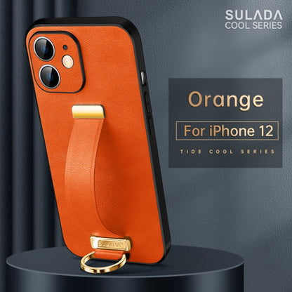 For iPhone 12 SULADA Cool Series PC + Leather Texture Skin Feel Shockproof Phone Case (Orange) - iPhone 12 / 12 Pro Cases by SULADA | Online Shopping UK | buy2fix