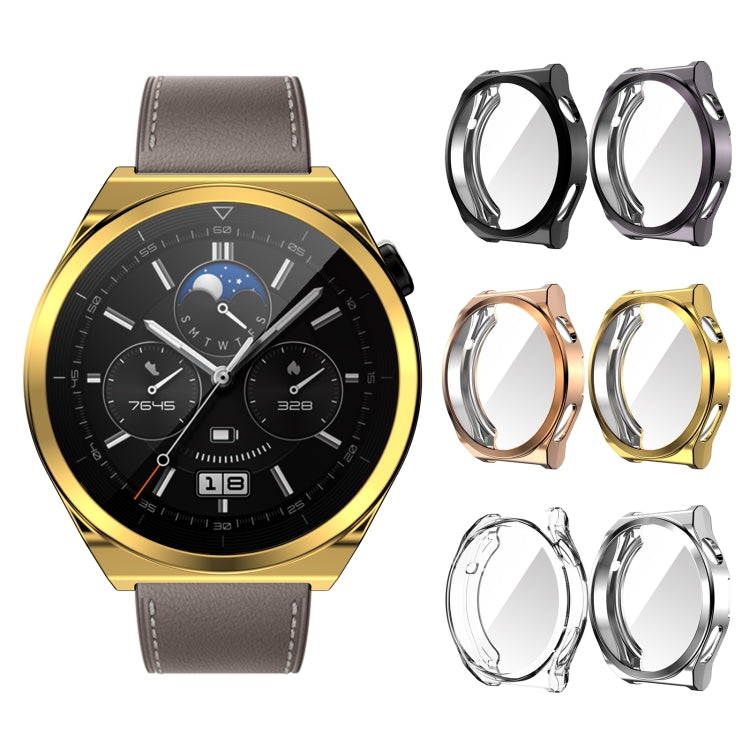 For Huawei Watch GT3 Pro 46mm Electroplating Full Coverage TPU Watch Case(Black) - Watch Cases by buy2fix | Online Shopping UK | buy2fix
