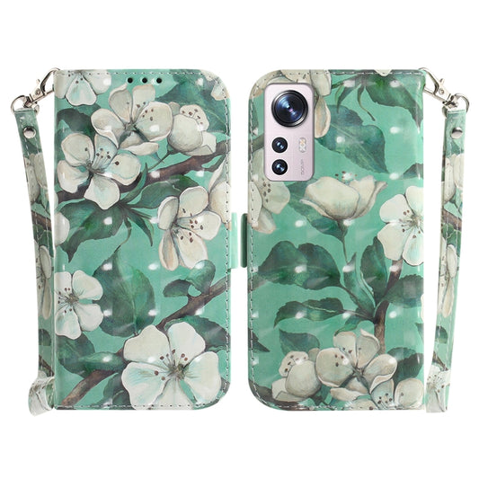For Xiaomi 12 / 12X 3D Colored Horizontal Flip Leather Phone Case(Watercolor Flower) - 12 Cases by buy2fix | Online Shopping UK | buy2fix