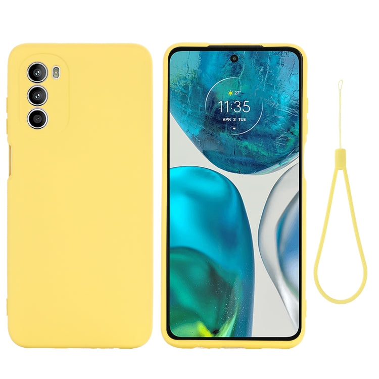 For Motorola Moto G52 4G/G82 Pure Color Liquid Silicone Shockproof Phone Case(Yellow) - Mobile Accessories by buy2fix | Online Shopping UK | buy2fix