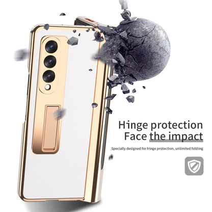 For Samsung Galaxy Z Fold3 Litchi Texture Integrated Electroplating Hinge Flip Phone Case with Pen Slot(White) - Galaxy Phone Cases by buy2fix | Online Shopping UK | buy2fix