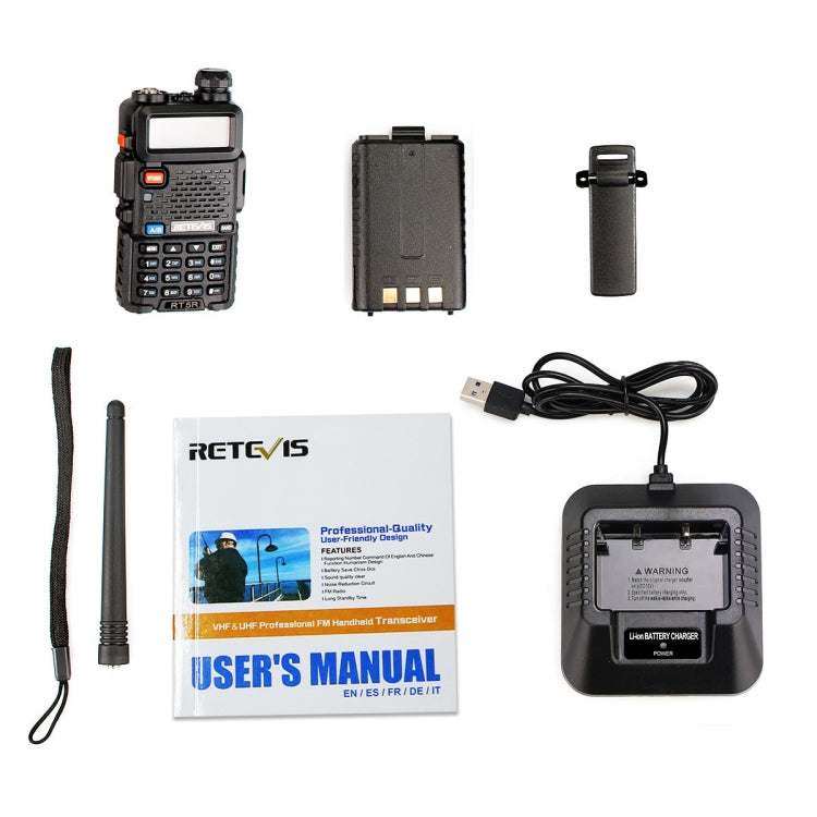 RETEVIS RT5R EU Frequency 144-146MHz & 430-440MHz Handheld Two Way Radio Walkie Talkie(Black) - Consumer Electronics by RETEVIS | Online Shopping UK | buy2fix