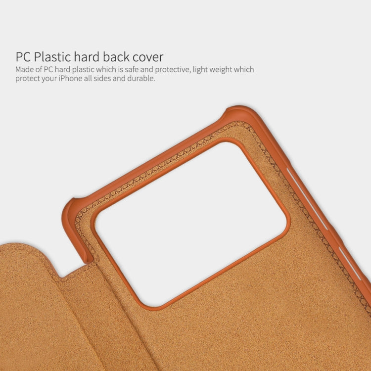 For Xiaomi Poco M4 Pro NILLKIN QIN Series Crazy Horse Texture Leather Phone Case(Brown) - Xiaomi Cases by NILLKIN | Online Shopping UK | buy2fix