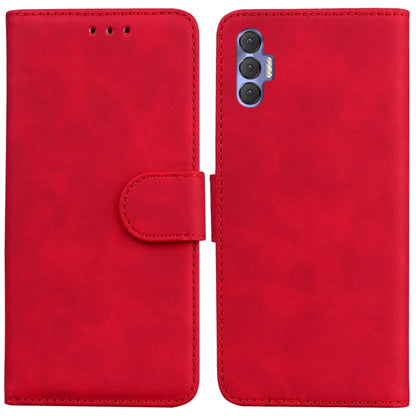 For Tecno Spark 8 Pro Skin Feel Pure Color Flip Leather Phone Case(Red) - Tecno Cases by buy2fix | Online Shopping UK | buy2fix