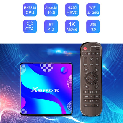 X88 PRO10 4K Smart TV BOX Android 11.0 Media Player, RK3318 Quad-Core 64bit Cortex-A53, RAM: 4GB, ROM: 64GB(EU Plug) - Consumer Electronics by buy2fix | Online Shopping UK | buy2fix