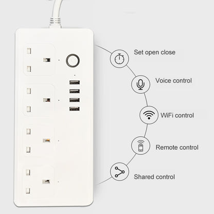 WIFI  13A SM-SO301-K 4 Holes + 4 USB Multi-purpose Smart Power Strip, UK Plug - Consumer Electronics by buy2fix | Online Shopping UK | buy2fix