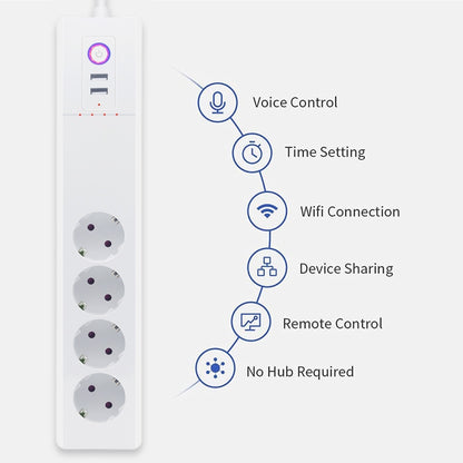 ZigBee 16A SM-SO306-E 4 Holes + 2 USB Multi-purpose Smart Power Strip, EU Plug - Consumer Electronics by buy2fix | Online Shopping UK | buy2fix