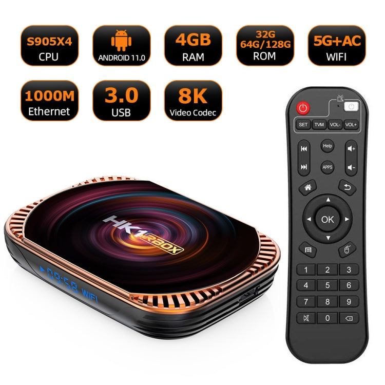 MECOOL HK1RBOX X4 4K TV Box, Android 11 Amlogic S905X4 CPU with RC 4GB+128GB(AU Plug) - Amlogic S905 by MECOOL | Online Shopping UK | buy2fix