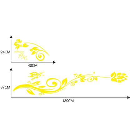 2 PCS/Set D-251 Butterfly Love Flowers Pattern Car Modified Decorative Sticker(Yellow) - In Car by buy2fix | Online Shopping UK | buy2fix