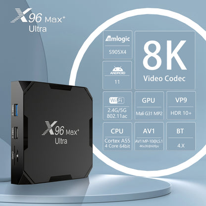 X96 Max+ Ultra 4GB+64GB Amlogic S905X4 8K Smart TV BOX Android 11.0 Media Player, Plug Type:EU Plug - Consumer Electronics by buy2fix | Online Shopping UK | buy2fix