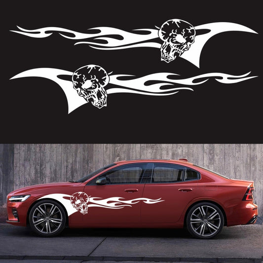 2 PCS/Set D-964 Skull Flame Pattern Car Modified Decorative Sticker(White) - In Car by buy2fix | Online Shopping UK | buy2fix