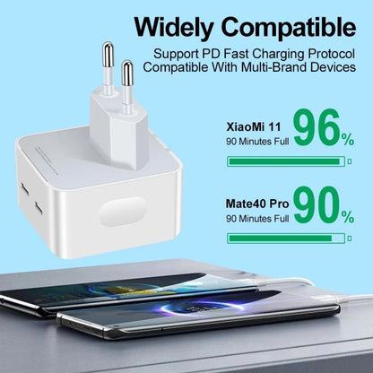 PD 50W Dual USB-C / Type-C Ports Charger(EU Plug) - USB Charger by buy2fix | Online Shopping UK | buy2fix