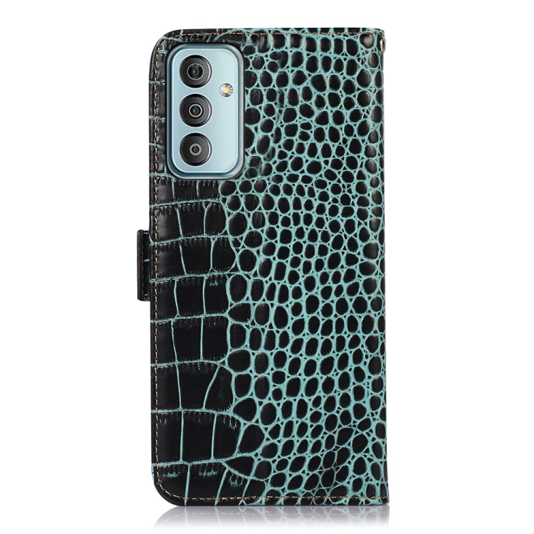 For Samsung Galaxy M13 4G Global Crocodile Top Layer Cowhide Leather Phone Case(Green) - Galaxy Phone Cases by buy2fix | Online Shopping UK | buy2fix