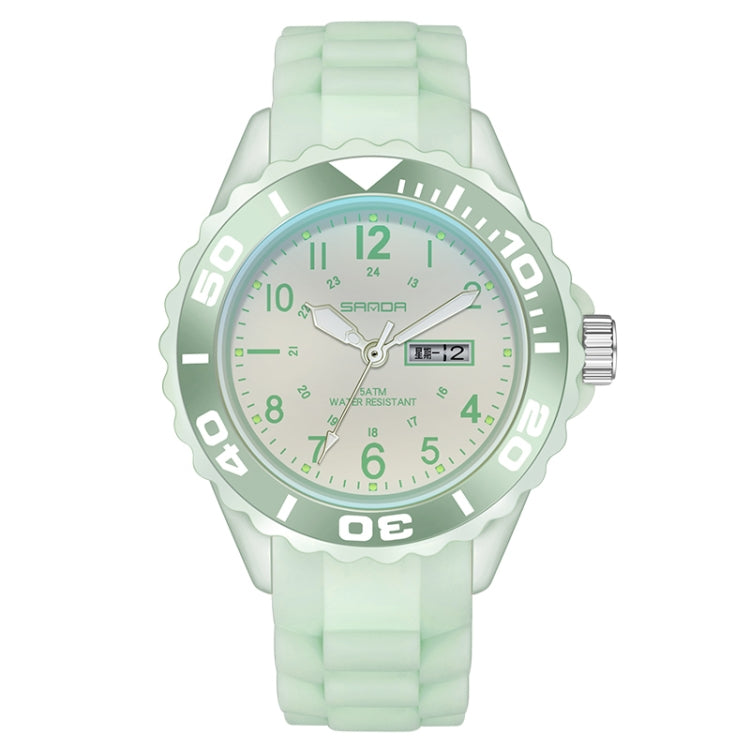 SANDA 1053 Womens TPU Strap Dual Display Waterproof Electronic Watch(Matcha Green) - Silicone Strap Watches by SANDA | Online Shopping UK | buy2fix