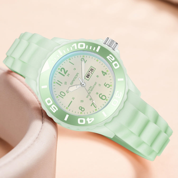 SANDA 1053 Womens TPU Strap Dual Display Waterproof Electronic Watch(Matcha Green) - Silicone Strap Watches by SANDA | Online Shopping UK | buy2fix