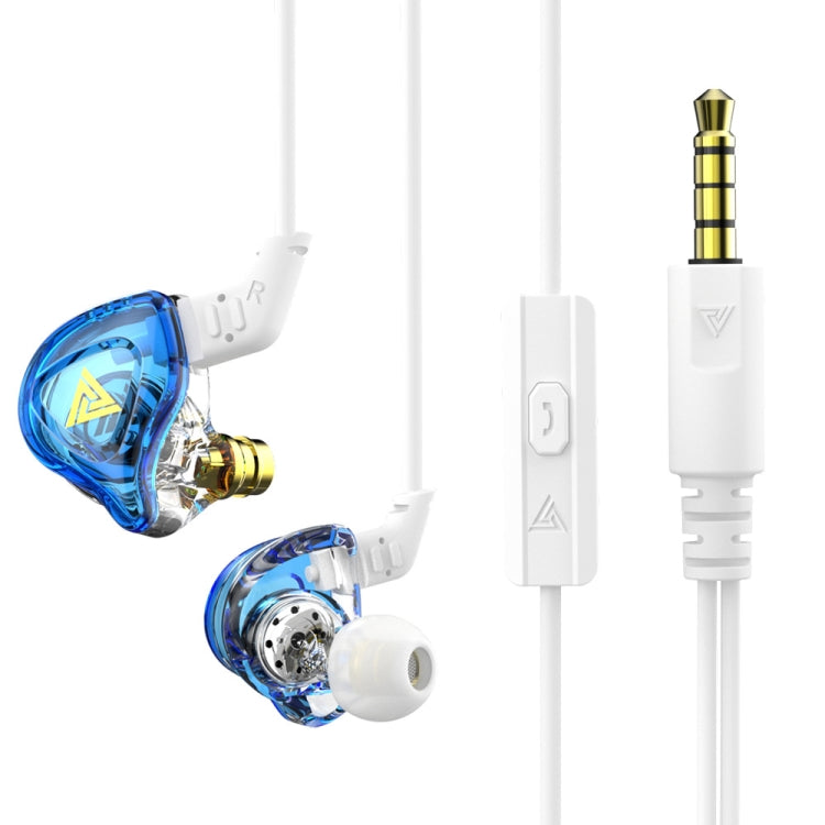 QKZ DMX Sports In-ear HIFI 3.5mm Wired Control Earphone with Mic(Transparent Blue) - In Ear Wired Earphone by QKZ | Online Shopping UK | buy2fix