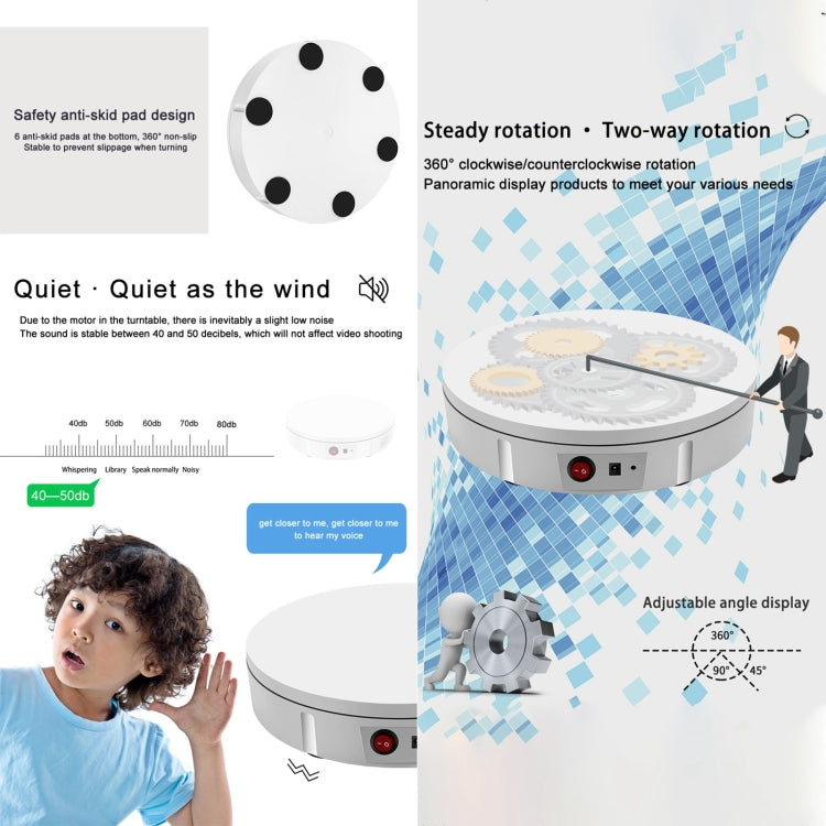 42cm Charging Rotating Display Stand Video Shooting Turntable, Load: 100kg, Power Plug:AU Plug(White) - Camera Accessories by buy2fix | Online Shopping UK | buy2fix