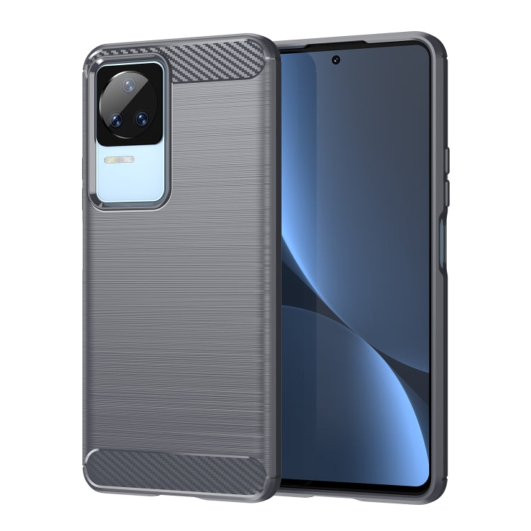 For Xiaomi Poco F4 Brushed Texture Carbon Fiber TPU Phone Case(Grey) - Xiaomi Cases by buy2fix | Online Shopping UK | buy2fix