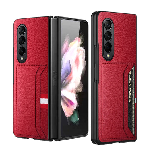 For Samsung Galaxy Z Fold4 5G GKK Litchi Texture Card Slot Phone Case(Red) - Galaxy Z Fold4 5G Cases by GKK | Online Shopping UK | buy2fix
