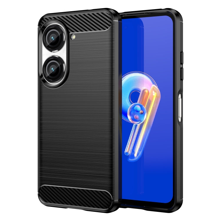 For Asus Zenfone 9 Brushed Texture Carbon Fiber TPU Case(Black) - Mobile Accessories by buy2fix | Online Shopping UK | buy2fix