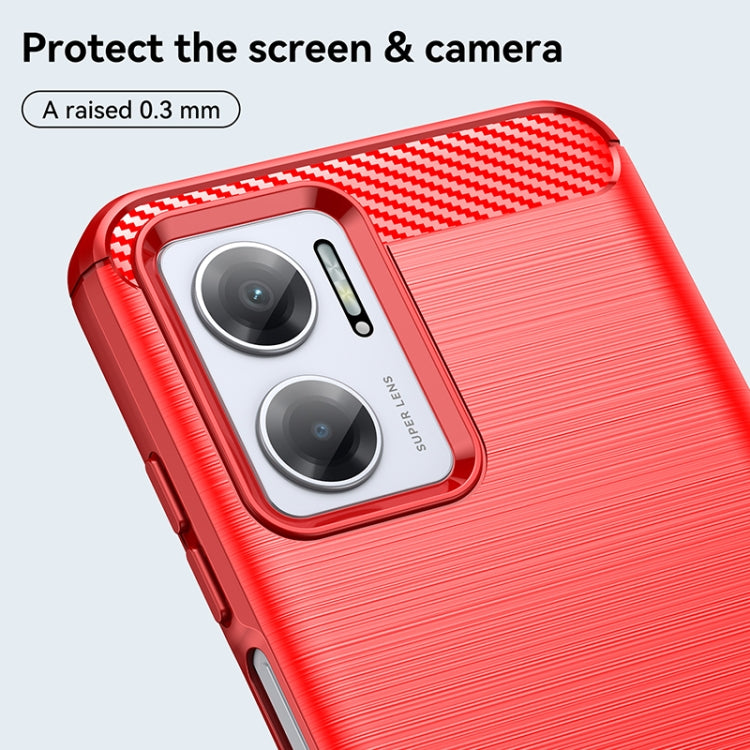 For Xiaomi Redmi 10 Prime+ 5G Brushed Texture Carbon Fiber TPU Case(Red) - Xiaomi Accessories by buy2fix | Online Shopping UK | buy2fix