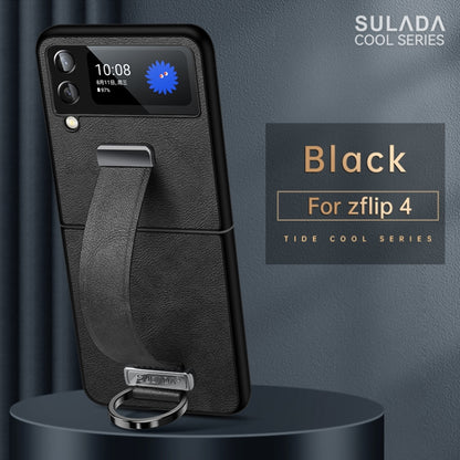 For Samsung Galaxy Z Flip4 SULADA Cool Series PC + Leather Texture Skin Feel Shockproof Phone Case(Black) - Galaxy Z Flip4 5G Cases by SULADA | Online Shopping UK | buy2fix