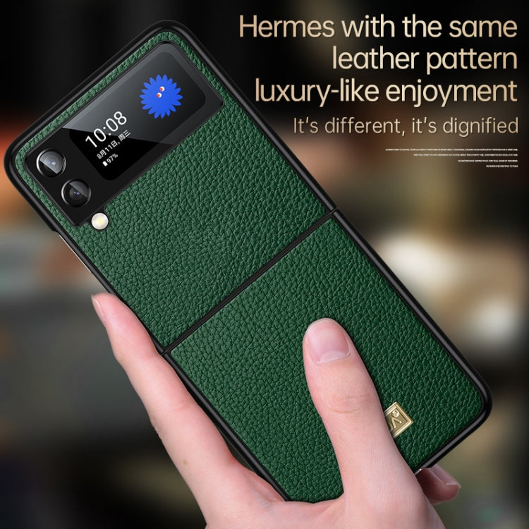 For Samsung Galaxy Z Flip4 SULADA Shockproof TPU + Handmade Leather Phone Case(Orange) - Galaxy Z Flip4 5G Cases by SULADA | Online Shopping UK | buy2fix