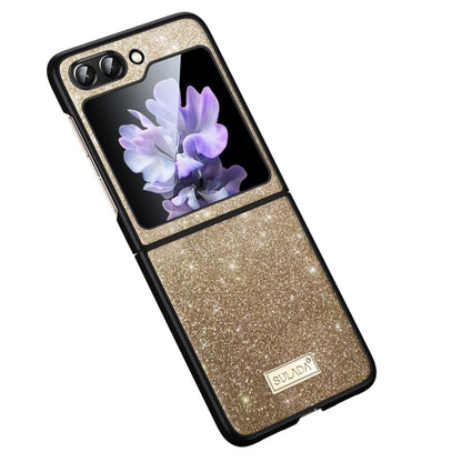 For Samsung Galaxy Z Flip5 SULADA Shockproof TPU + Handmade Leather Phone Case(Gold) - Galaxy Z Flip5 Cases by SULADA | Online Shopping UK | buy2fix