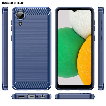 For Samsung Galaxy A03 Core Brushed Texture Carbon Fiber TPU Phone Case(Blue) - Galaxy Phone Cases by buy2fix | Online Shopping UK | buy2fix