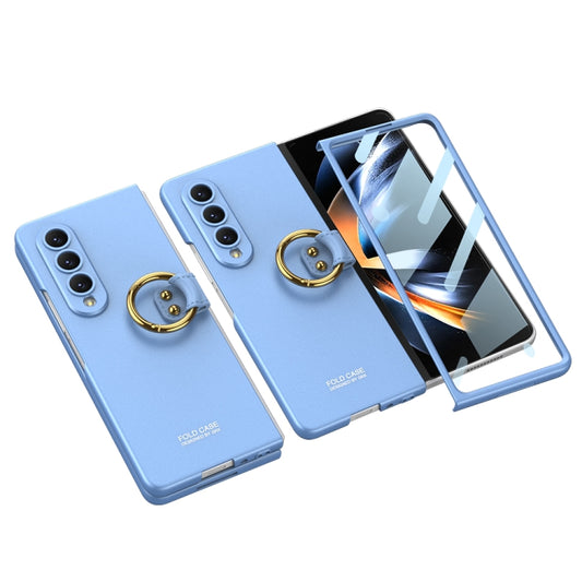 For Samsung Galaxy Z Fold4 GKK Ultra-thin PC Full Coverage Phone Case with Ring Holder(Blue) - Galaxy Z Fold4 5G Cases by GKK | Online Shopping UK | buy2fix