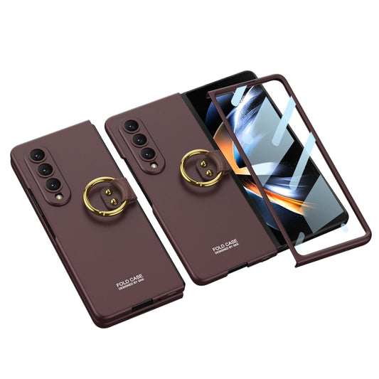 For Samsung Galaxy Z Fold4 GKK Ultra-thin PC Full Coverage Phone Case with Ring Holder(Wine Red) - Galaxy Z Fold4 5G Cases by GKK | Online Shopping UK | buy2fix