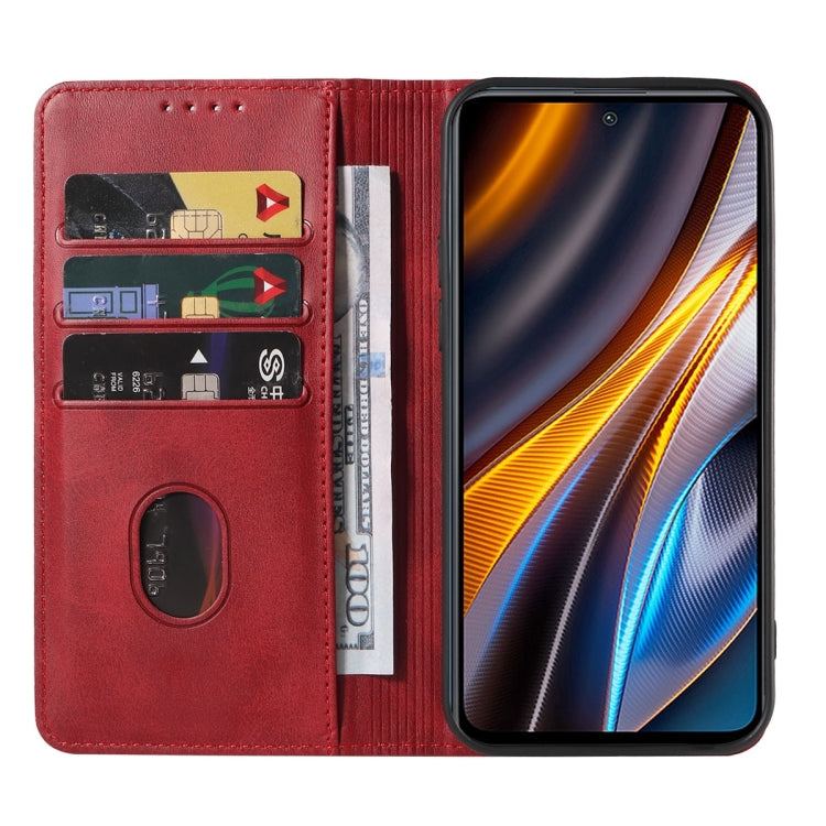 For Xiaomi Poco X4 GT Magnetic Closure Leather Phone Case(Red) - Poco X4 GT Cases by buy2fix | Online Shopping UK | buy2fix