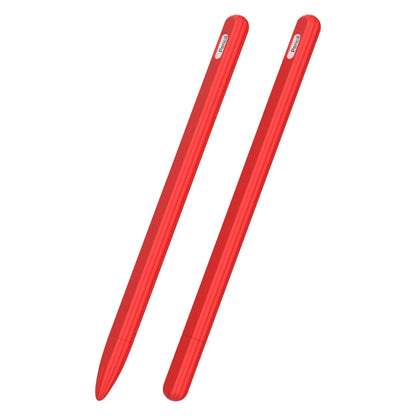 3 in 1 Striped Liquid Silicone Stylus Case with Two Tip Caps For Apple Pencil 1(Red) - Pencil Accessories by buy2fix | Online Shopping UK | buy2fix