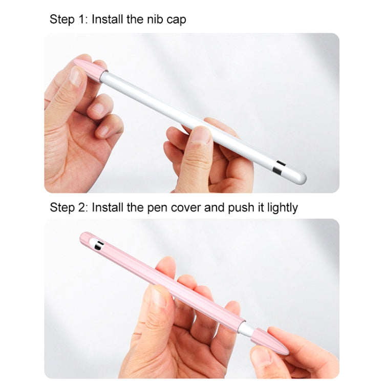 3 in 1 Striped Liquid Silicone Stylus Case with Two Tip Caps For Apple Pencil 2(White) - Pencil Accessories by buy2fix | Online Shopping UK | buy2fix