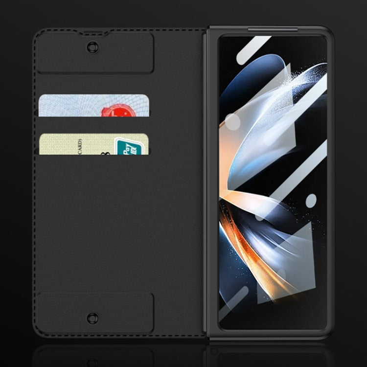 For Samsung Galaxy Z Fold4 GKK Screen Tempered Glass Film Armor Flip Leather Case with Pen Slot(Black) - Galaxy Z Fold4 5G Cases by GKK | Online Shopping UK | buy2fix