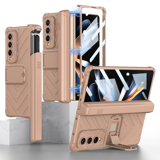 For Samsung Galaxy Z Fold4 GKK Integrated Magnetic Armor Flip Phone Case With Pen Box(Mist Gold) - Galaxy Z Fold4 5G Cases by GKK | Online Shopping UK | buy2fix