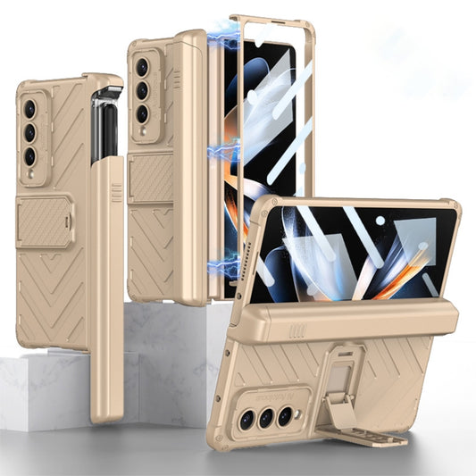 For Samsung Galaxy Z Fold4 GKK Integrated Magnetic Armor Flip Phone Case With Pen Box(Champagne Gold) - Galaxy Z Fold4 5G Cases by GKK | Online Shopping UK | buy2fix