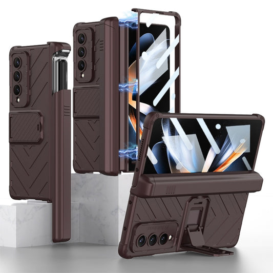 For Samsung Galaxy Z Fold4 GKK Integrated Magnetic Armor Flip Phone Case With Pen Box(Wine Red) - Galaxy Z Fold4 5G Cases by GKK | Online Shopping UK | buy2fix