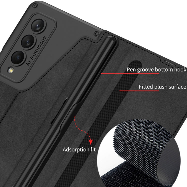 For Samsung Galaxy Z Fold4 GKK Armor Flip Leather Phone Case with Pen Slots(Night Green) - Galaxy Z Fold4 5G Cases by GKK | Online Shopping UK | buy2fix