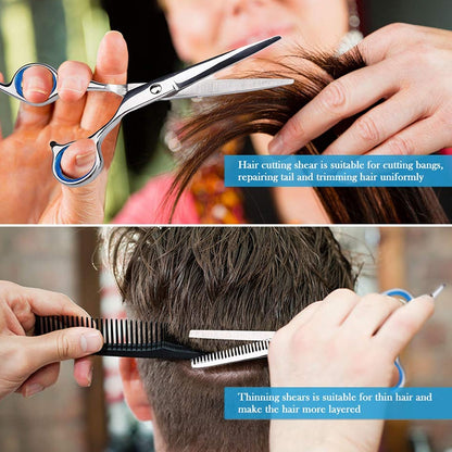 12 PCS Professional Hair Cutting Thinning Scissor Hairdressing Flat Shear Scissors Kit(Blue) - Hair Trimmer by buy2fix | Online Shopping UK | buy2fix