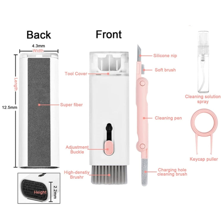 Q6E 7 in 1 Bluetooth Headphhone Computer Keyboard Cleaning Tools Set(Pink) - Apple Accessories by buy2fix | Online Shopping UK | buy2fix