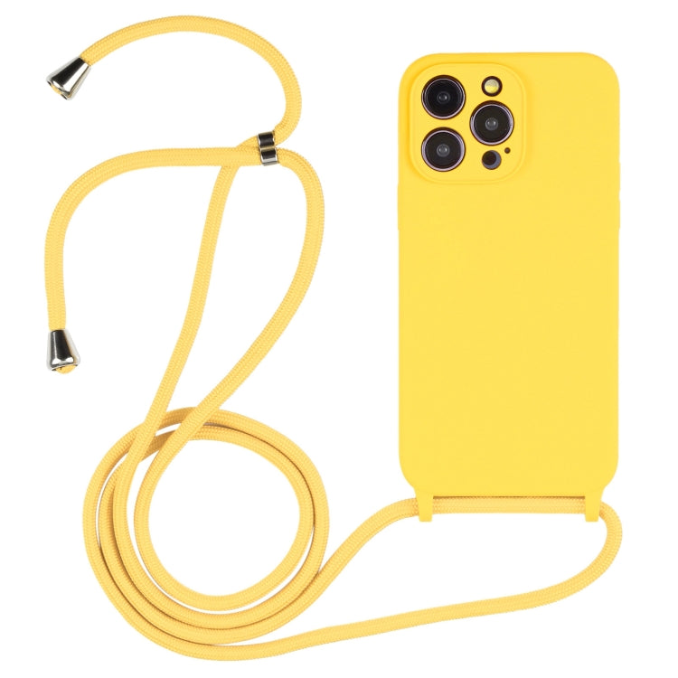 For iPhone 14 Pro Max Crossbody Lanyard Liquid Silicone Case(Yellow) - iPhone 14 Pro Max Cases by buy2fix | Online Shopping UK | buy2fix