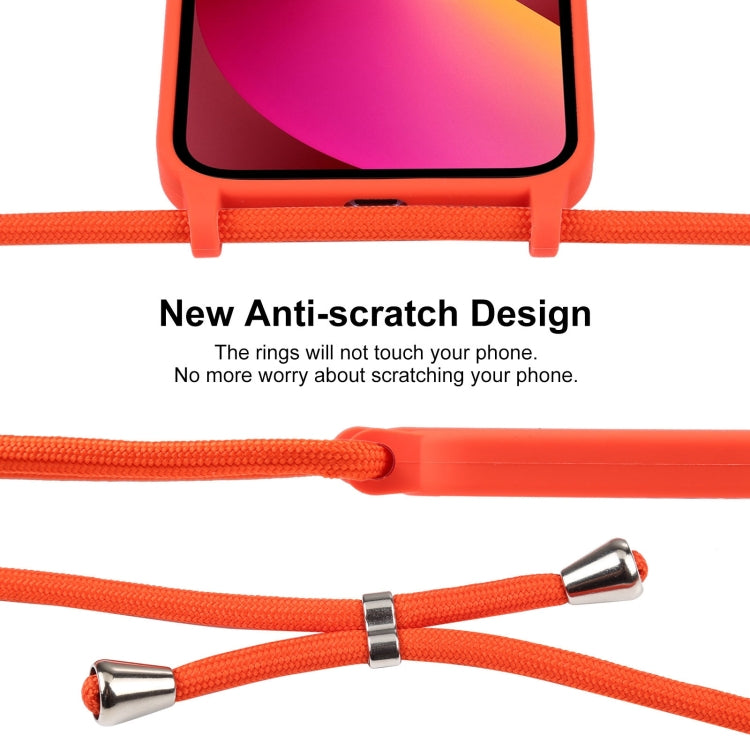 For iPhone 13 Crossbody Lanyard Liquid Silicone Case(Orange) - iPhone 13 Cases by buy2fix | Online Shopping UK | buy2fix